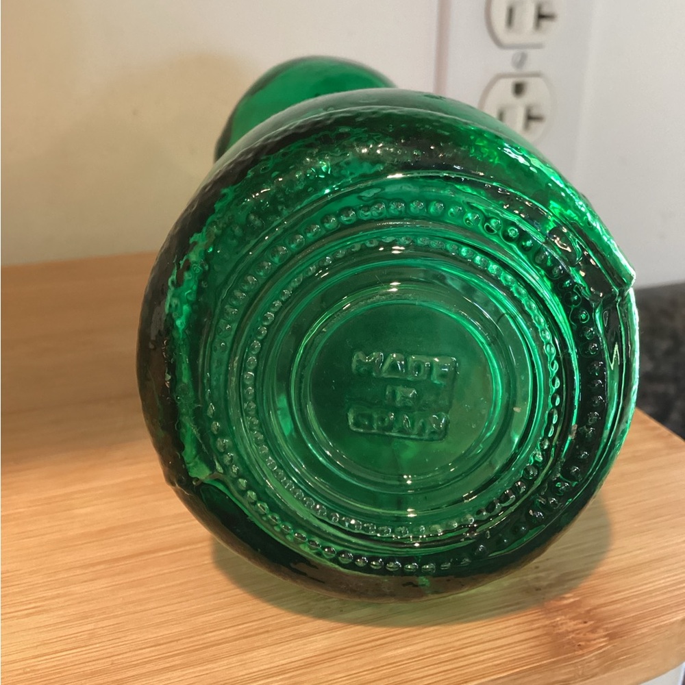 Vintage Green Glass Santa Decanter, Made in SPAIN - Picture 7 of 9